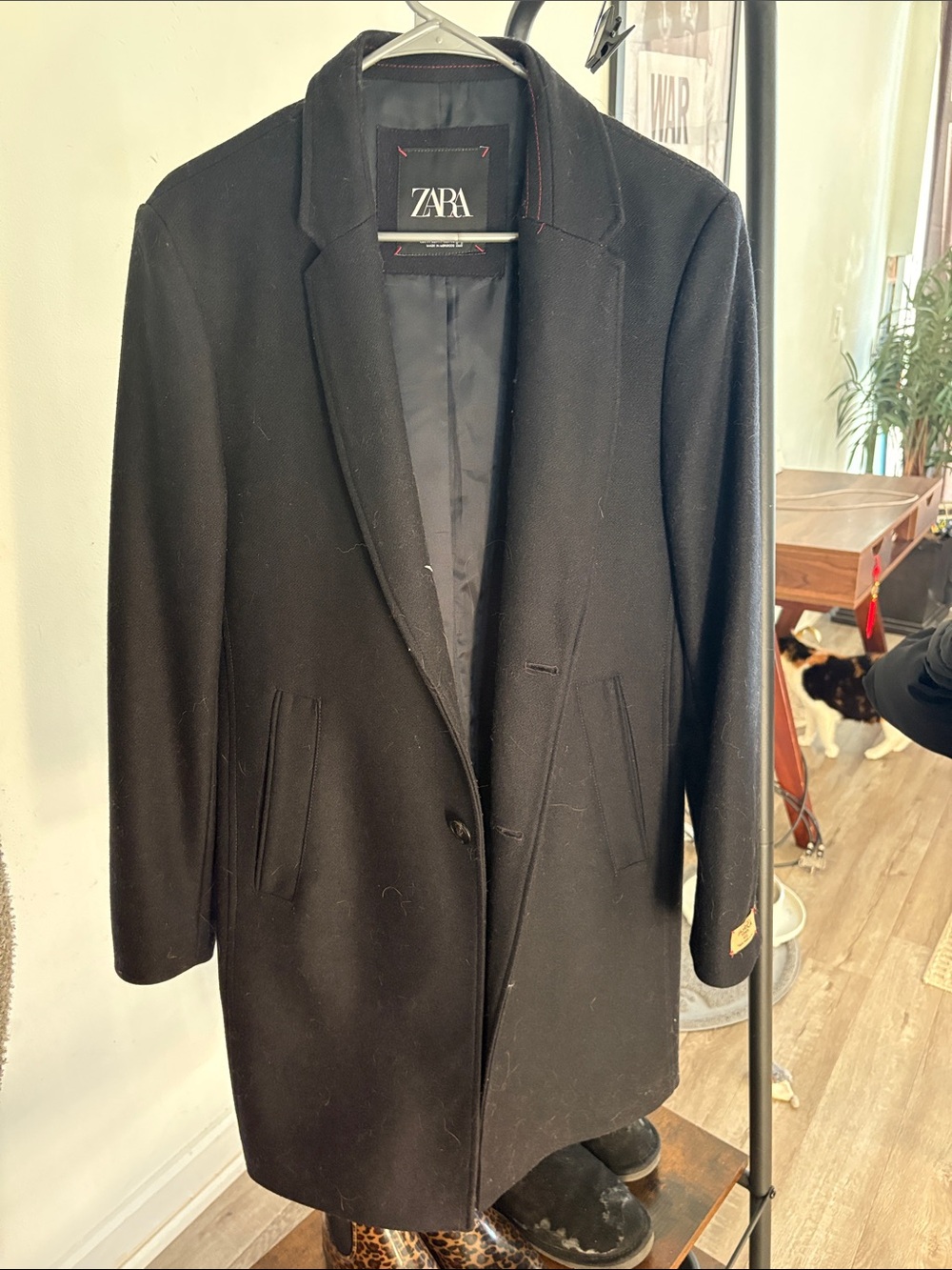 Ladies Zara Black Single-Breasted Pea Coat